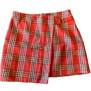 FINALSALE Red Plaid Mini Skirt Size 8